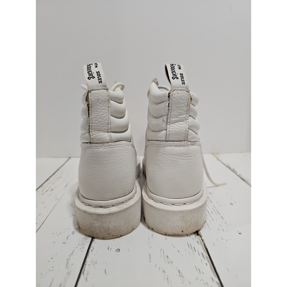 Dr Martens 939 White Leather Hiker Boots Padded Collar Ankle Womens Size 8 - Picture 13 of 16